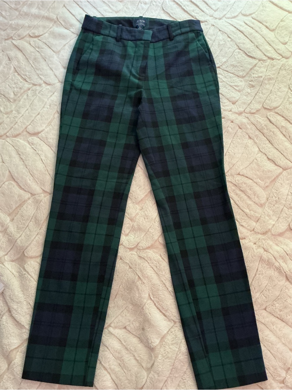 J. Crew Green & Black Plaid Straight-Leg Pants
